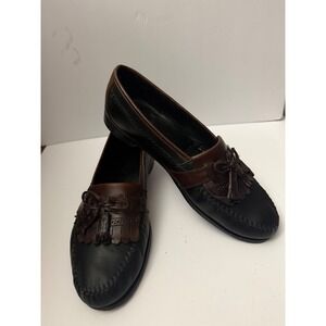 Vintage Two Tone Leather Tassel Kiltie Loafers Black Brown Wingtip 301 11 M